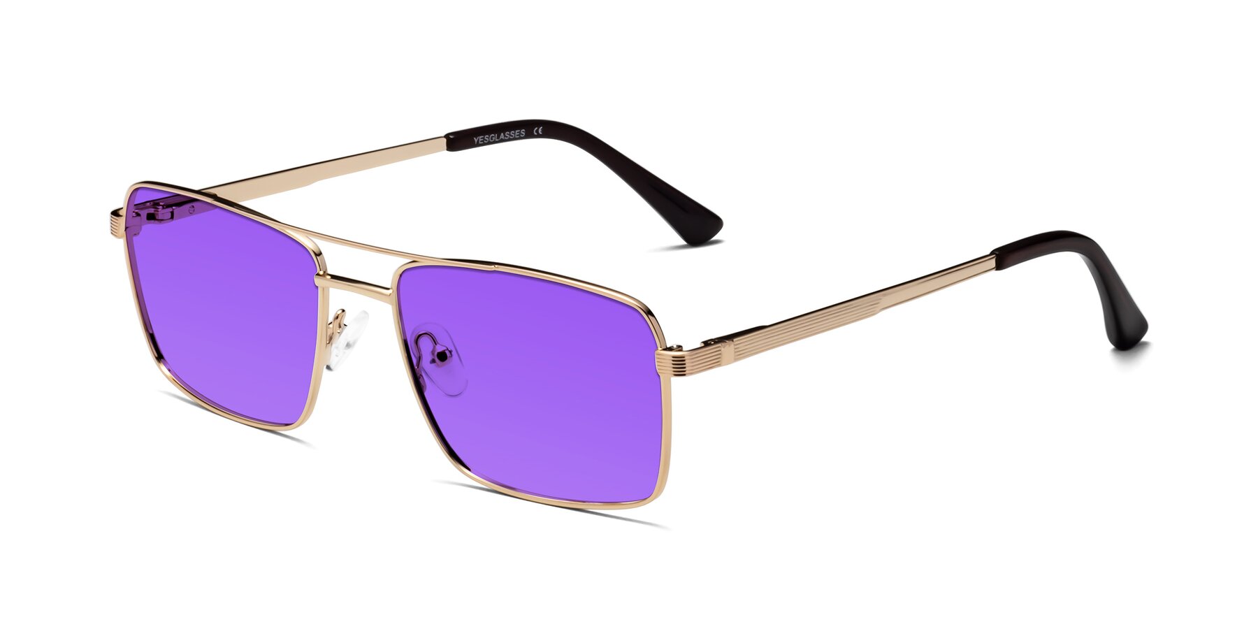 Angle of Beckum in Gold with Purple Tinted Lenses