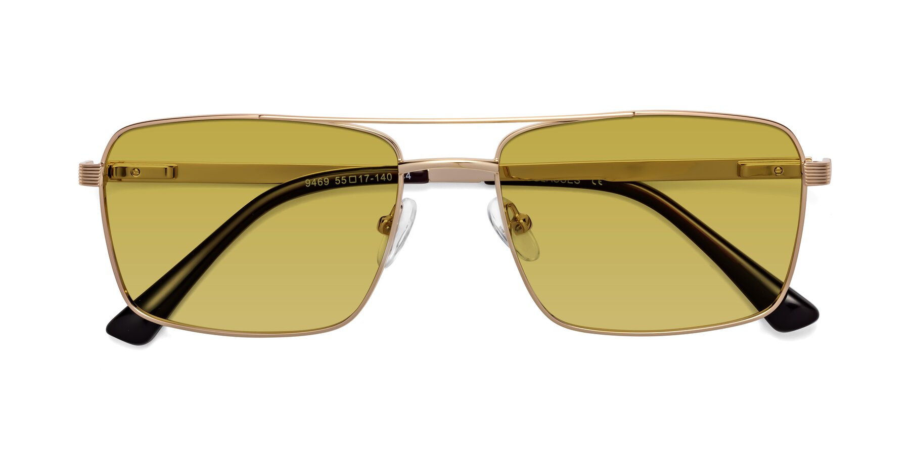 Folded Front of Beckum in Gold with Champagne Tinted Lenses