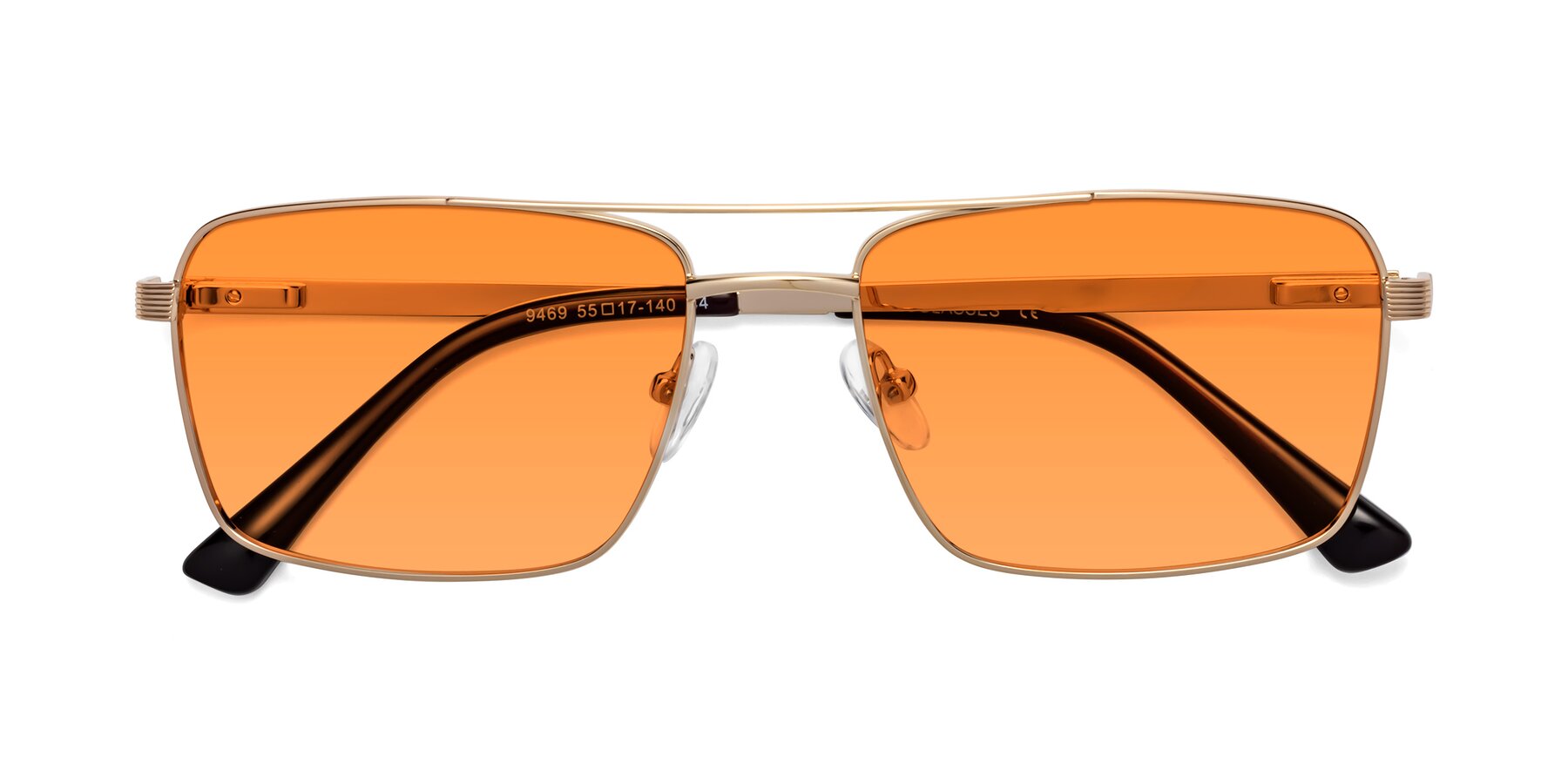 Folded Front of Beckum in Gold with Orange Tinted Lenses