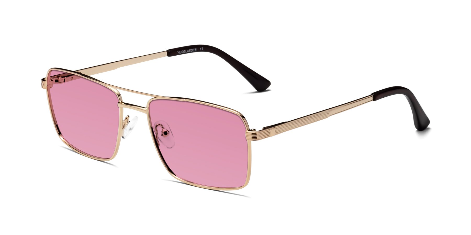 Angle of Beckum in Gold with Medium Wine Tinted Lenses