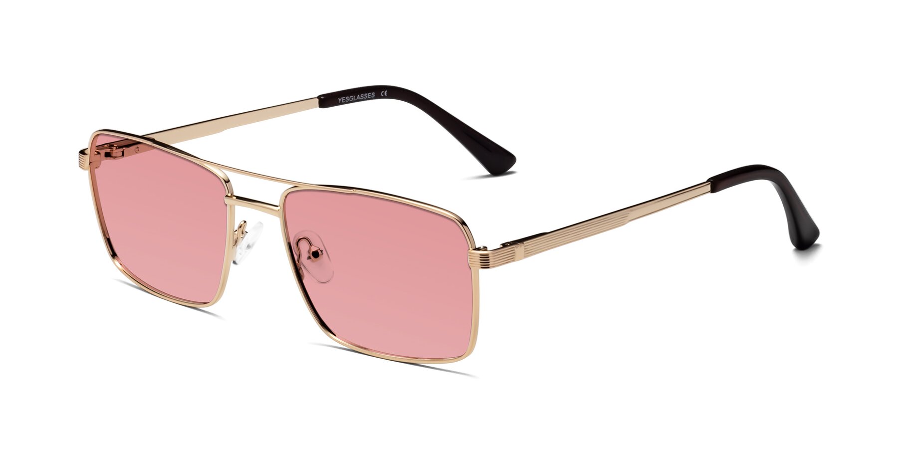 Angle of Beckum in Gold with Medium Garnet Tinted Lenses