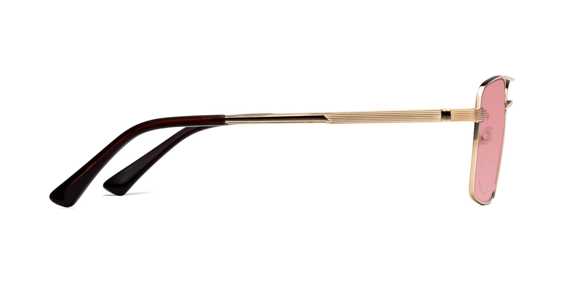 Side of Beckum in Gold with Medium Garnet Tinted Lenses