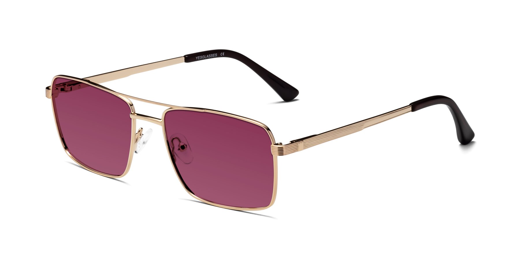 Angle of Beckum in Gold with Wine Tinted Lenses