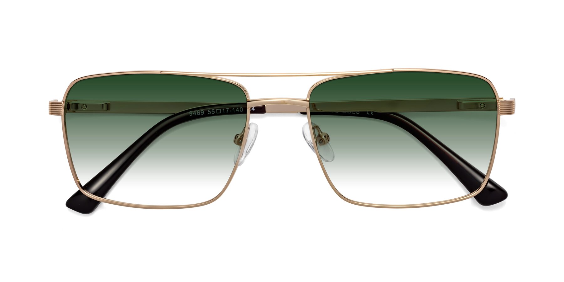 Folded Front of Beckum in Gold with Green Gradient Lenses