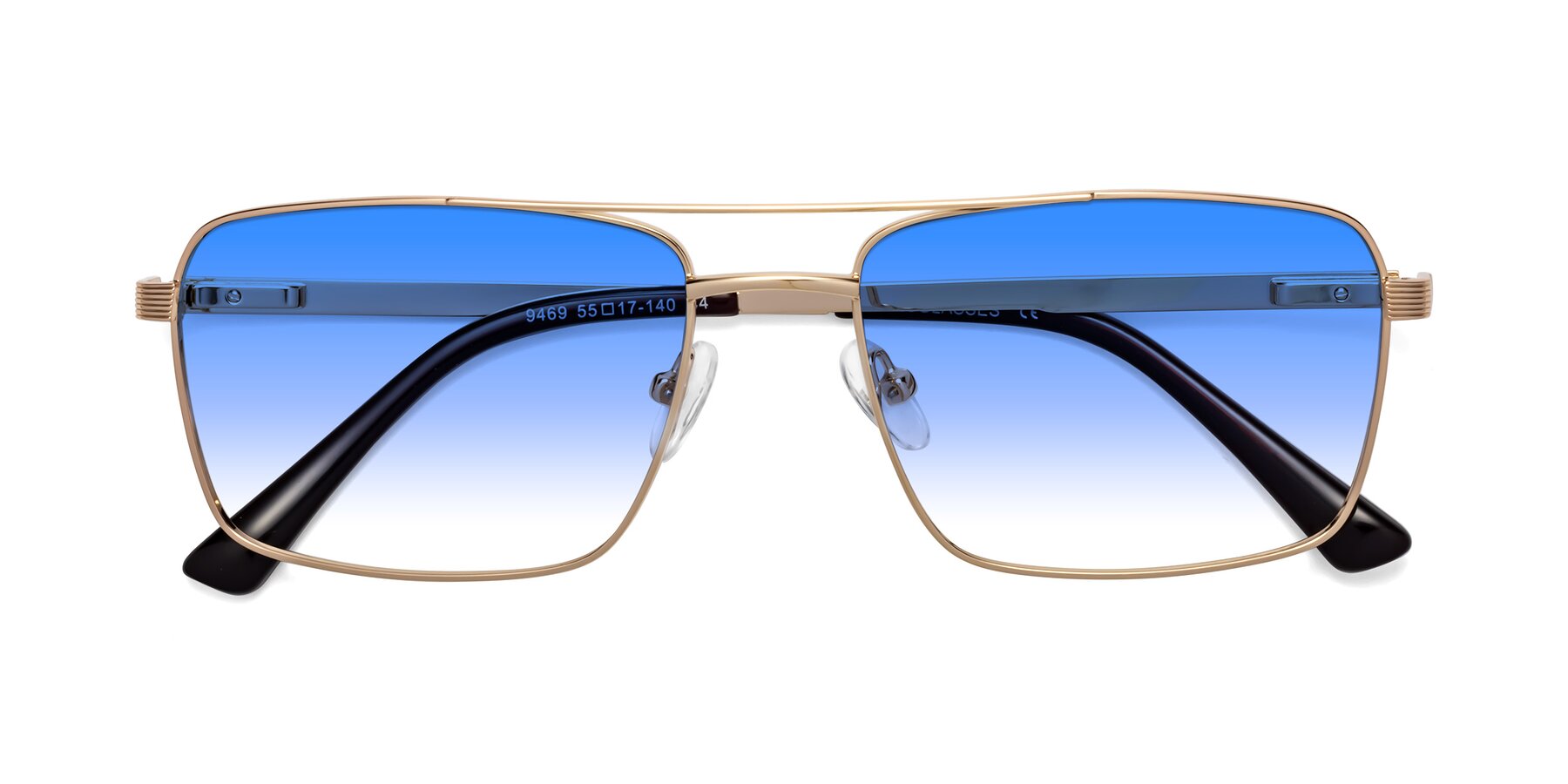 Folded Front of Beckum in Gold with Blue Gradient Lenses