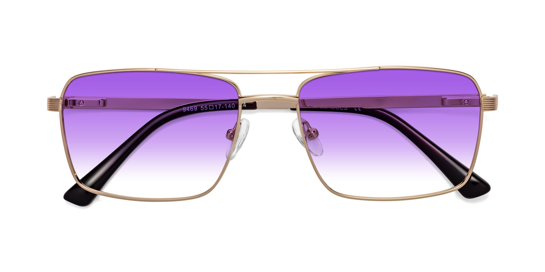 Folded Front of Beckum in Gold with Purple Gradient Lenses