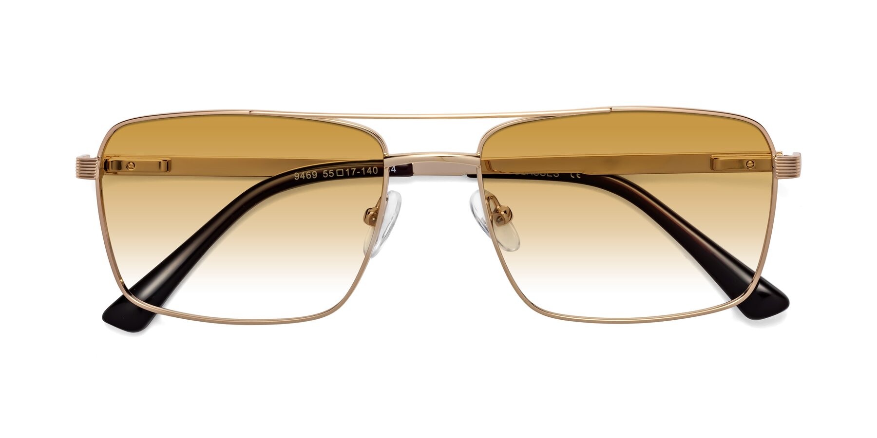 Folded Front of Beckum in Gold with Champagne Gradient Lenses