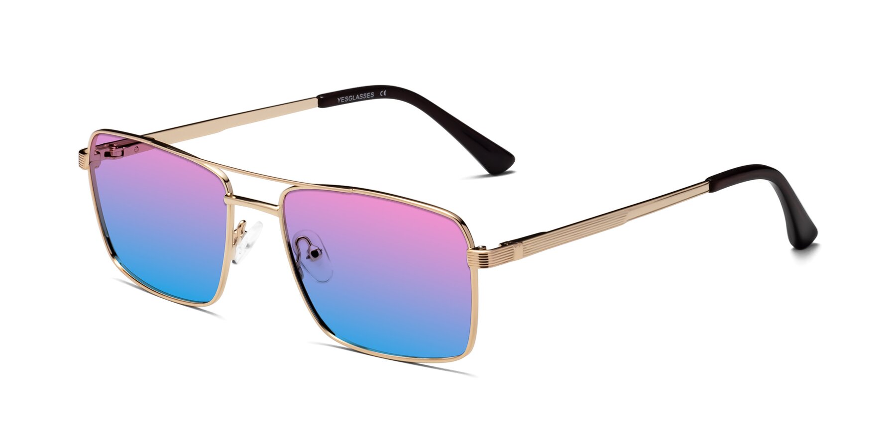 Angle of Beckum in Gold with Pink / Blue Gradient Lenses