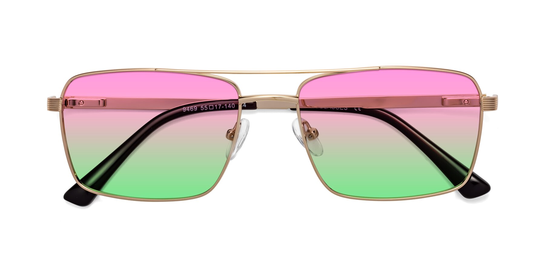 Folded Front of Beckum in Gold with Pink / Green Gradient Lenses
