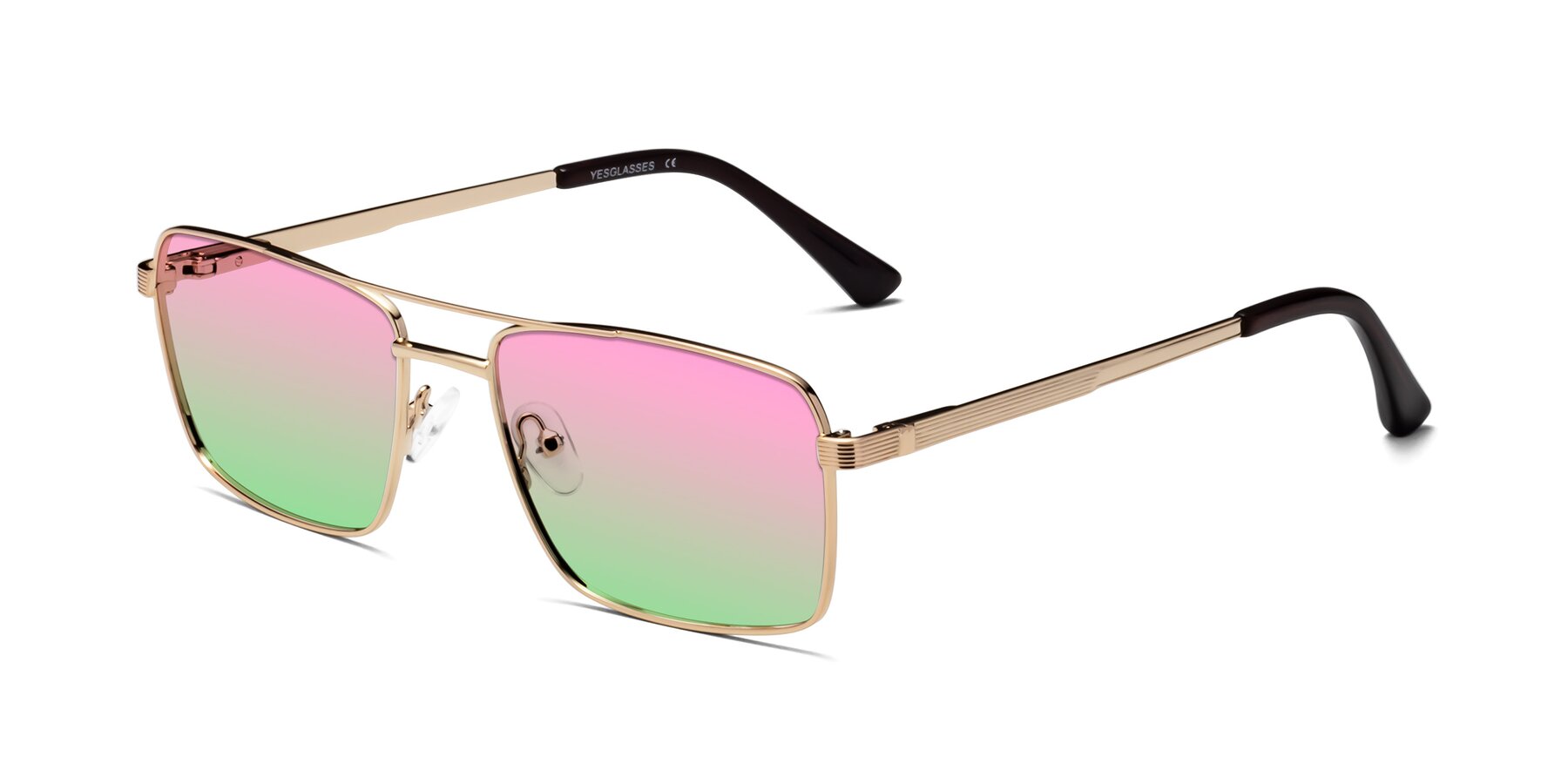 Angle of Beckum in Gold with Pink / Green Gradient Lenses