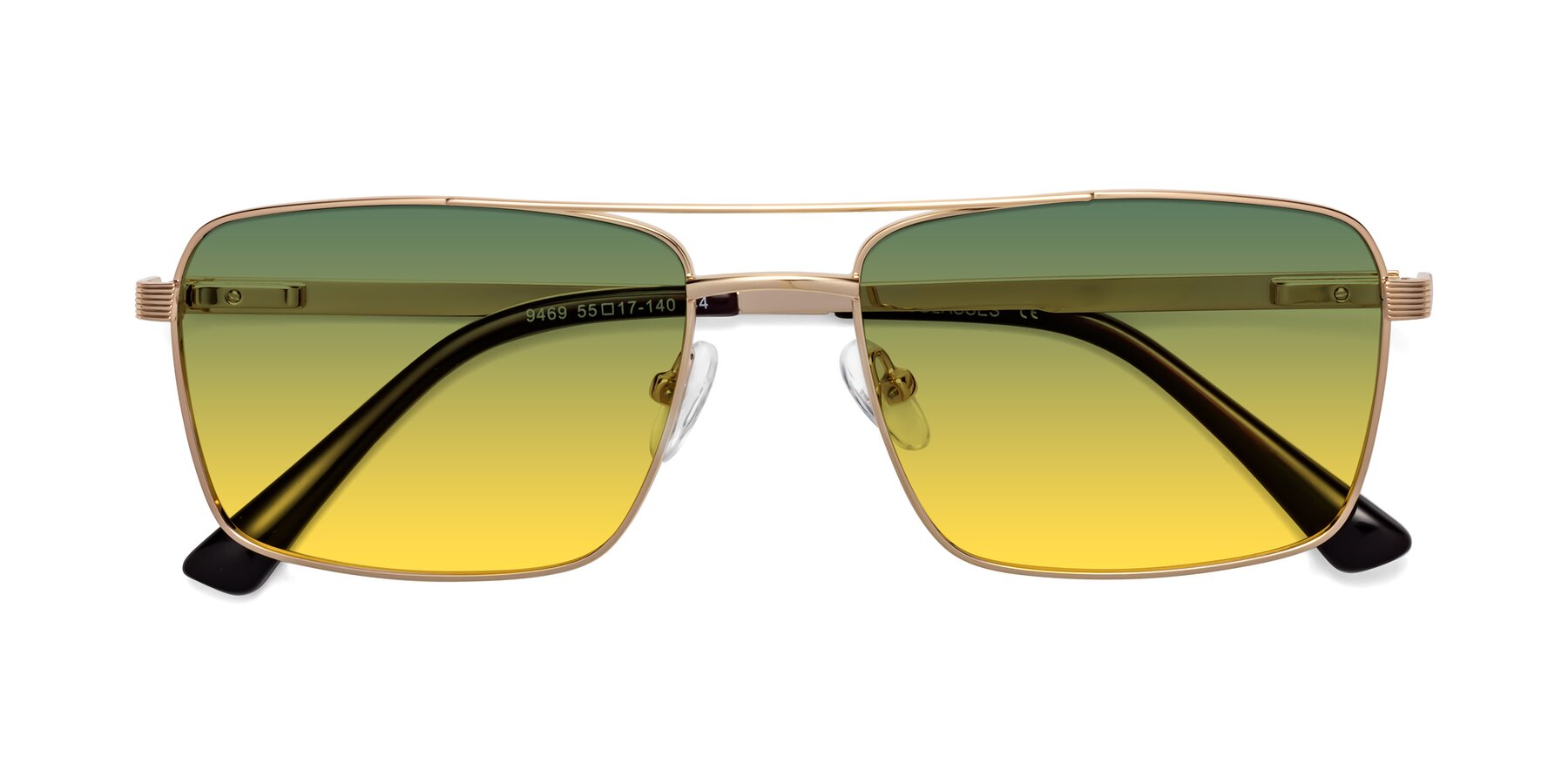 Folded Front of Beckum in Gold with Green / Yellow Gradient Lenses