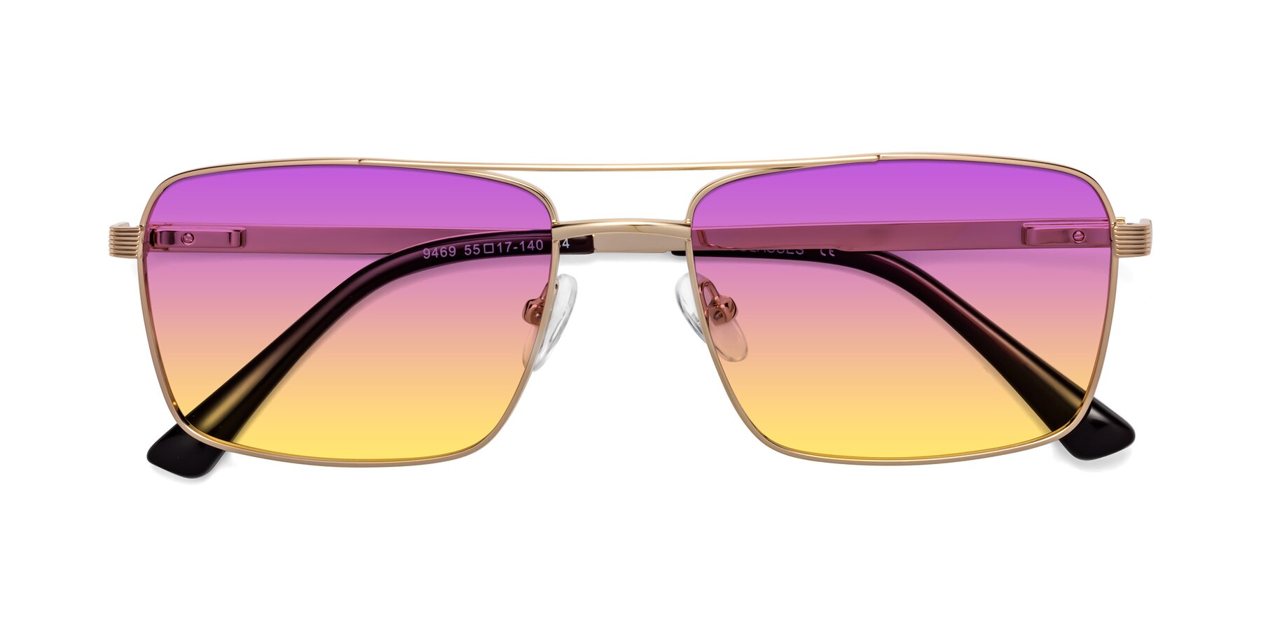 Folded Front of 9469 in Gold with Purple / Yellow Gradient Lenses