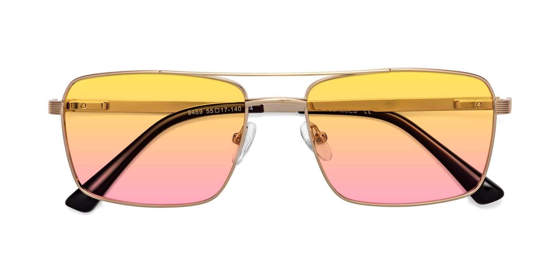 Folded Front of 9469 in Gold with Yellow / Pink Gradient Lenses