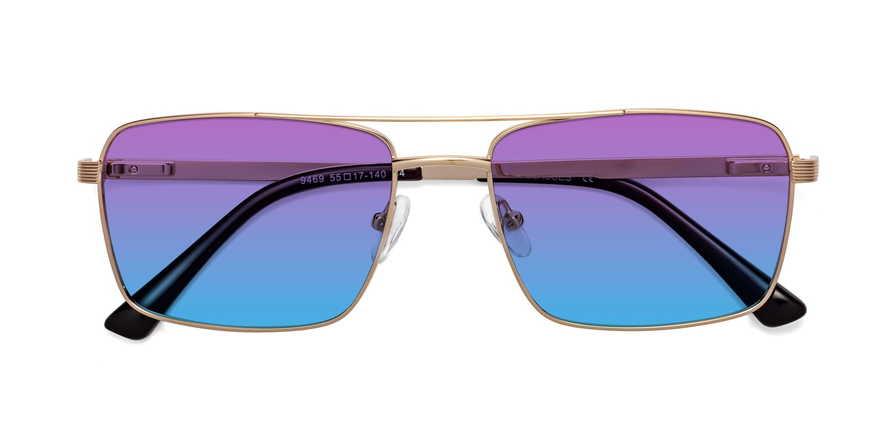 Folded Front of 9469 in Gold with Purple / Blue Gradient Lenses
