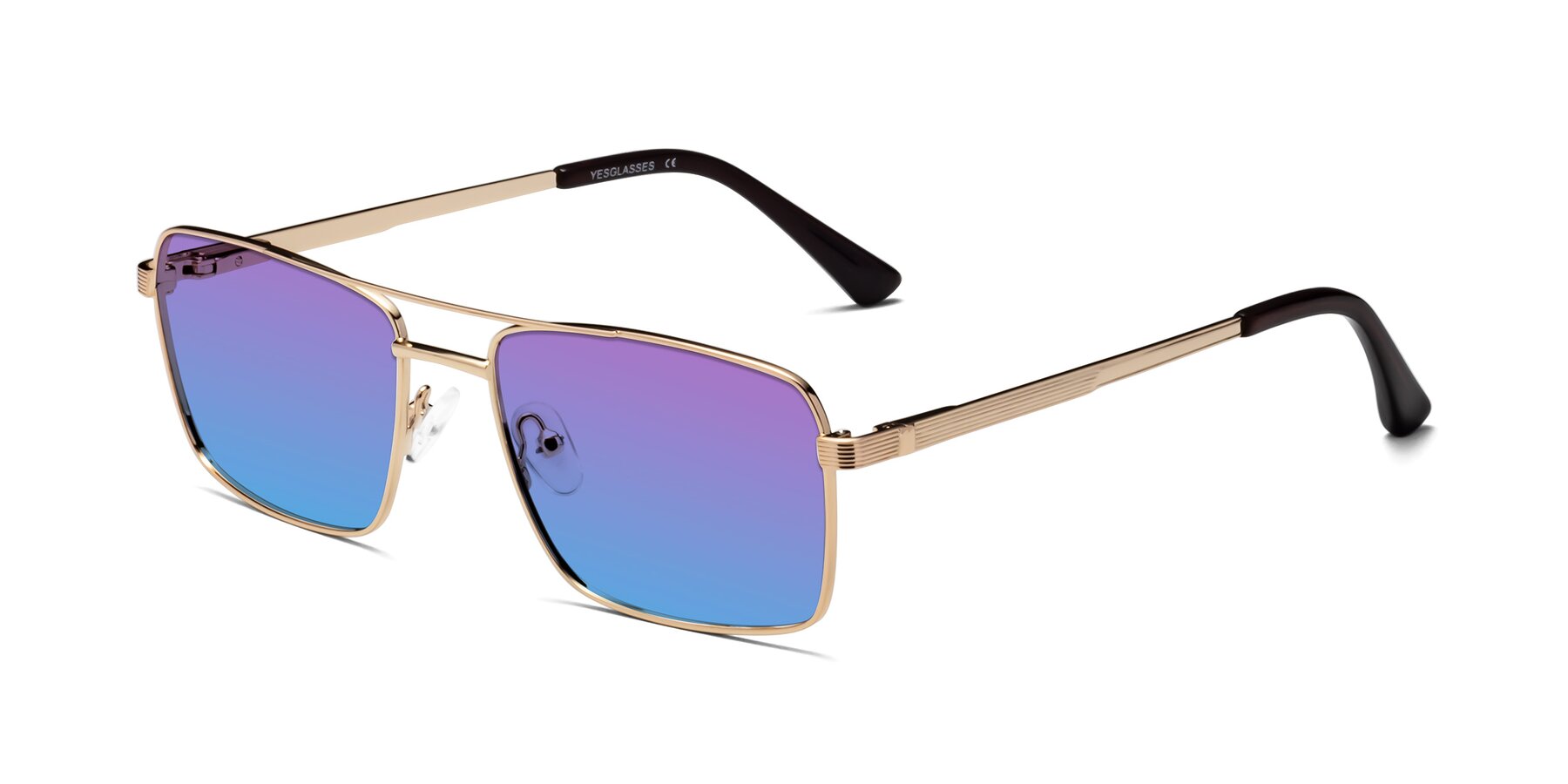 Angle of 9469 in Gold with Purple / Blue Gradient Lenses