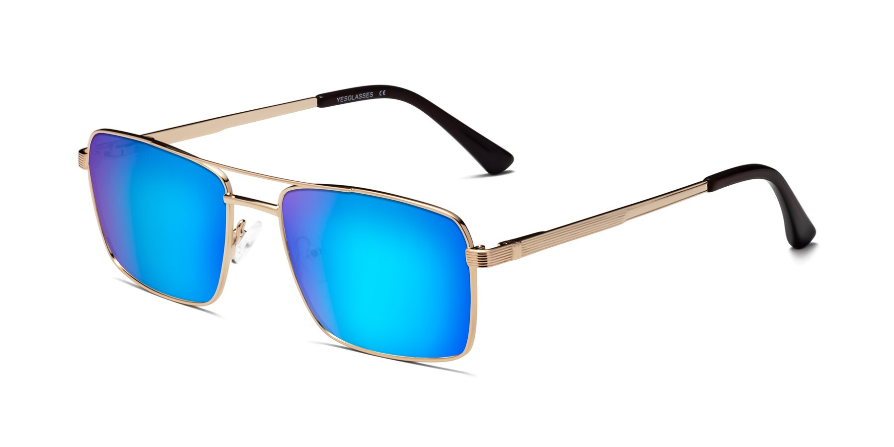 Angle of Beckum in Gold with Blue Mirrored Lenses