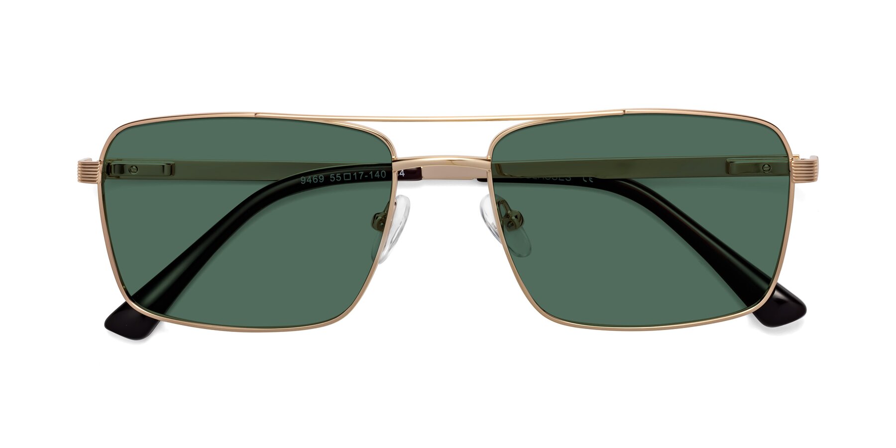 Folded Front of Beckum in Gold with Green Polarized Lenses