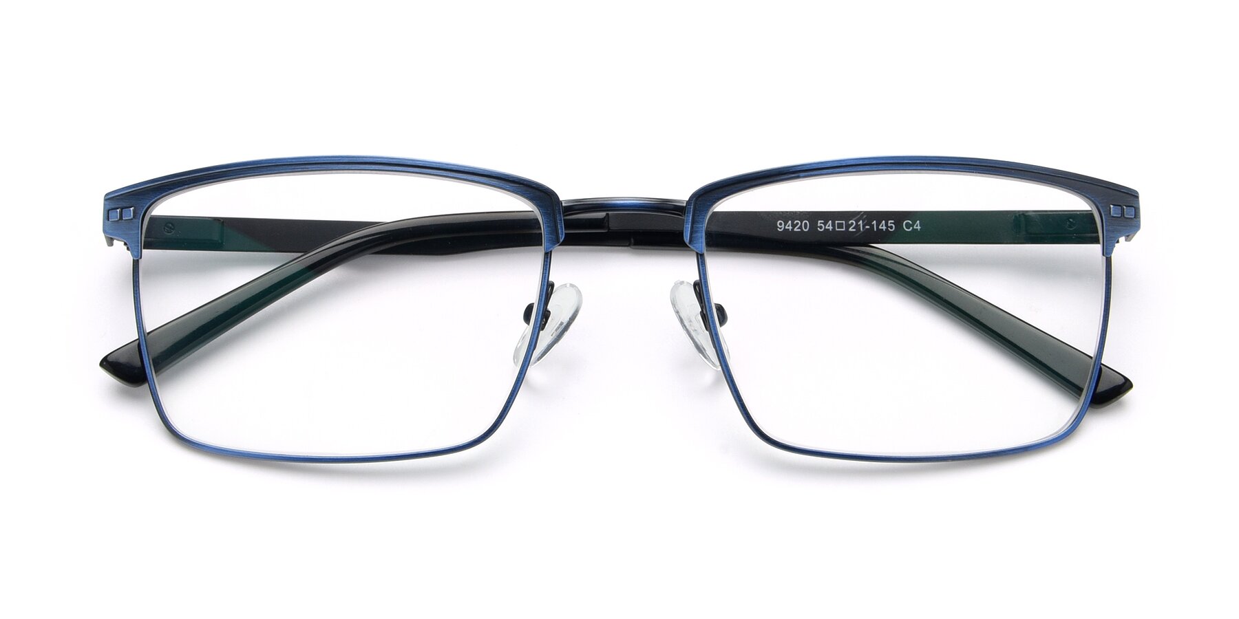 Folded Front of 9420 in Antique Blue with Clear Blue Light Blocking Lenses