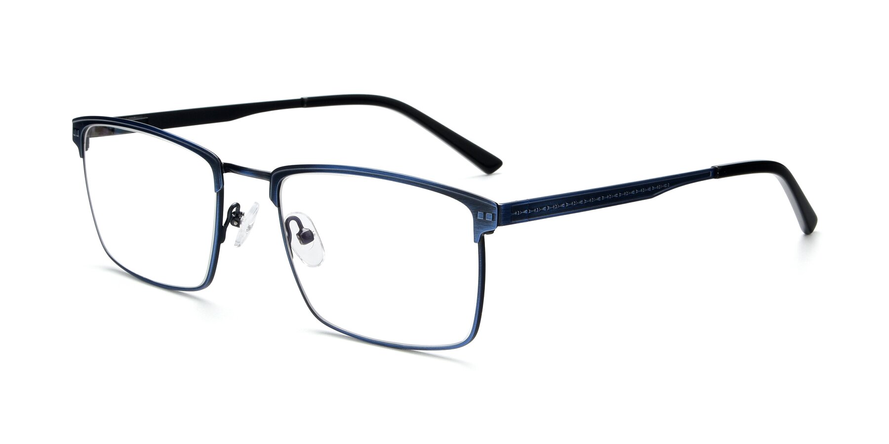 Angle of 9420 in Antique Blue with Clear Eyeglass Lenses