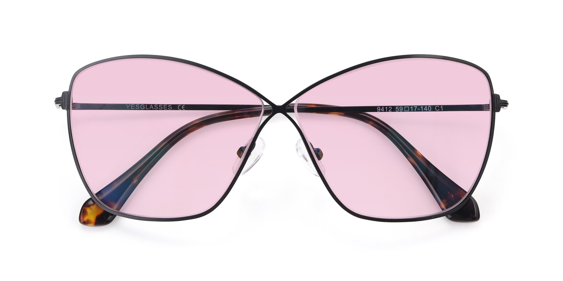 Folded Front of 9412 in Black with Light Pink Tinted Lenses