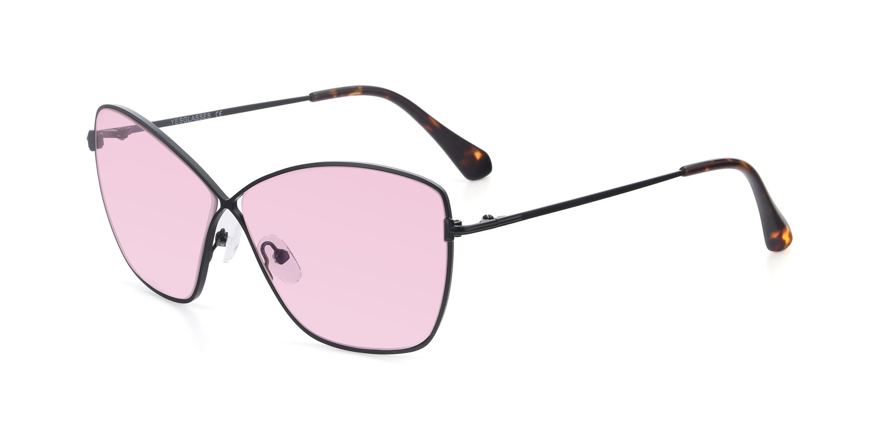 Angle of 9412 in Black with Light Pink Tinted Lenses