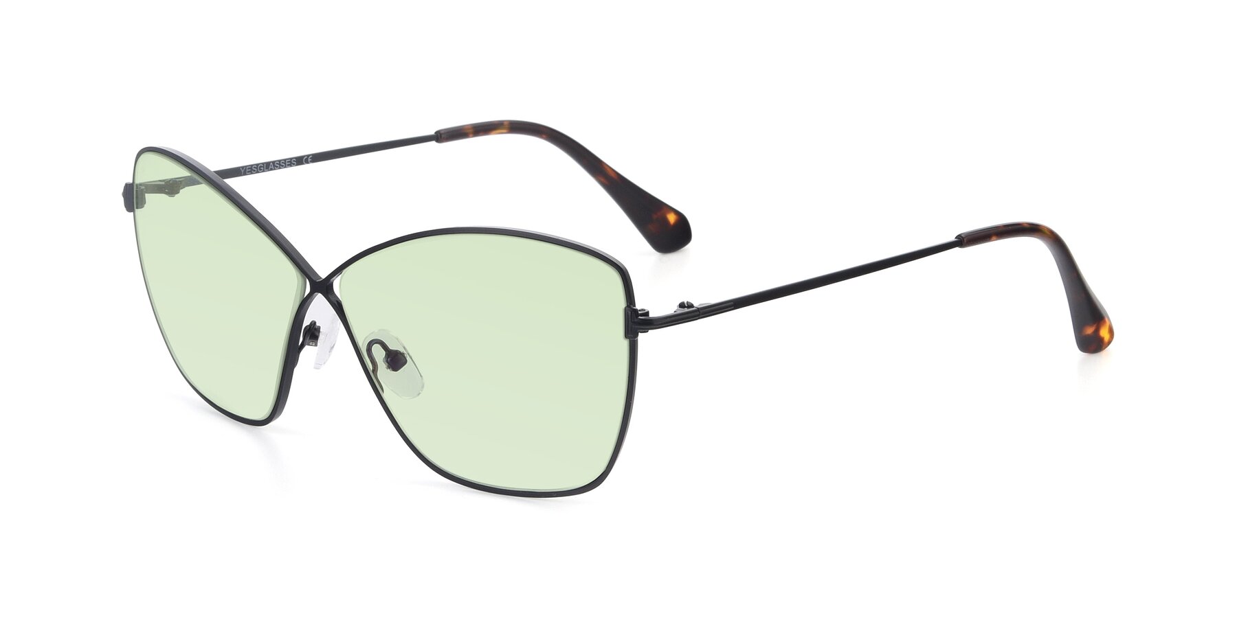 Angle of 9412 in Black with Light Green Tinted Lenses