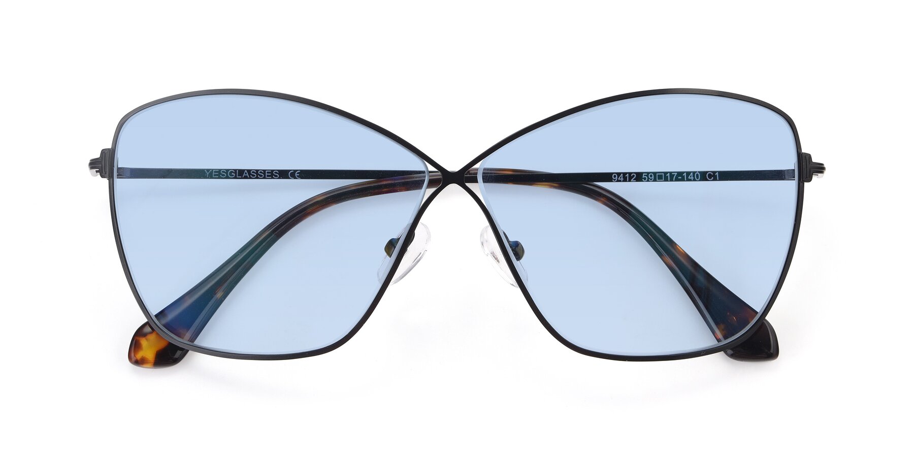 Folded Front of 9412 in Black with Light Blue Tinted Lenses