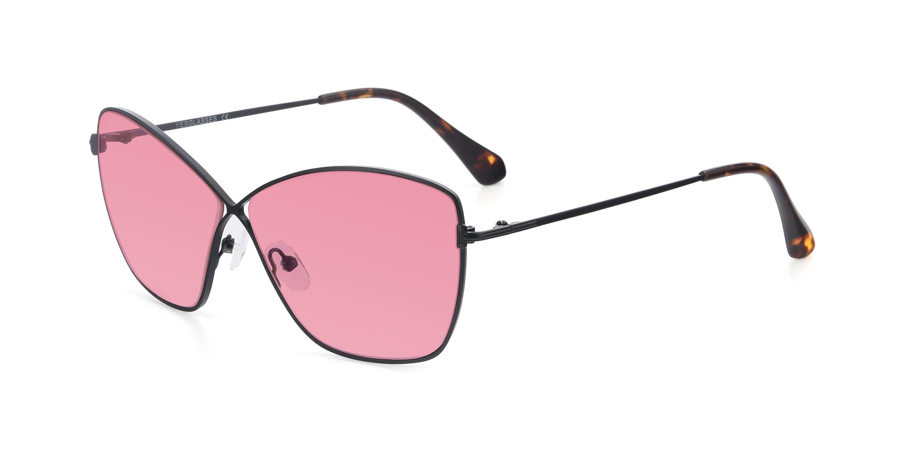 Angle of 9412 in Black with Pink Tinted Lenses