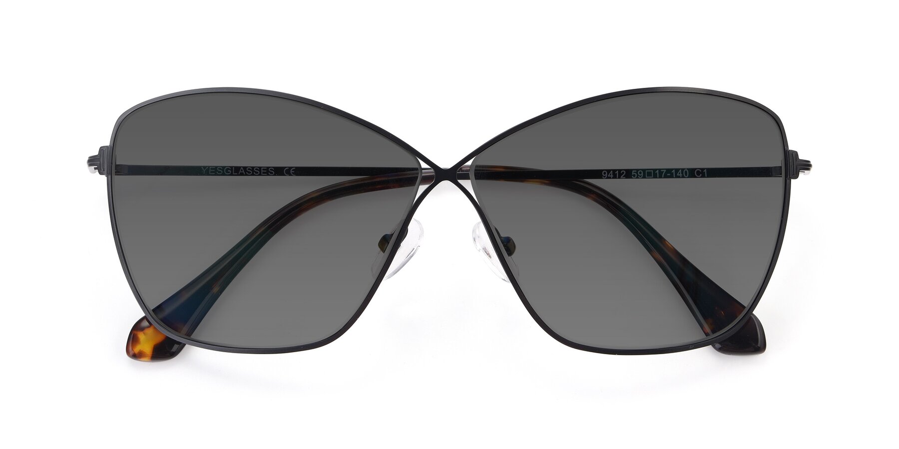 Folded Front of 9412 in Black with Medium Gray Tinted Lenses