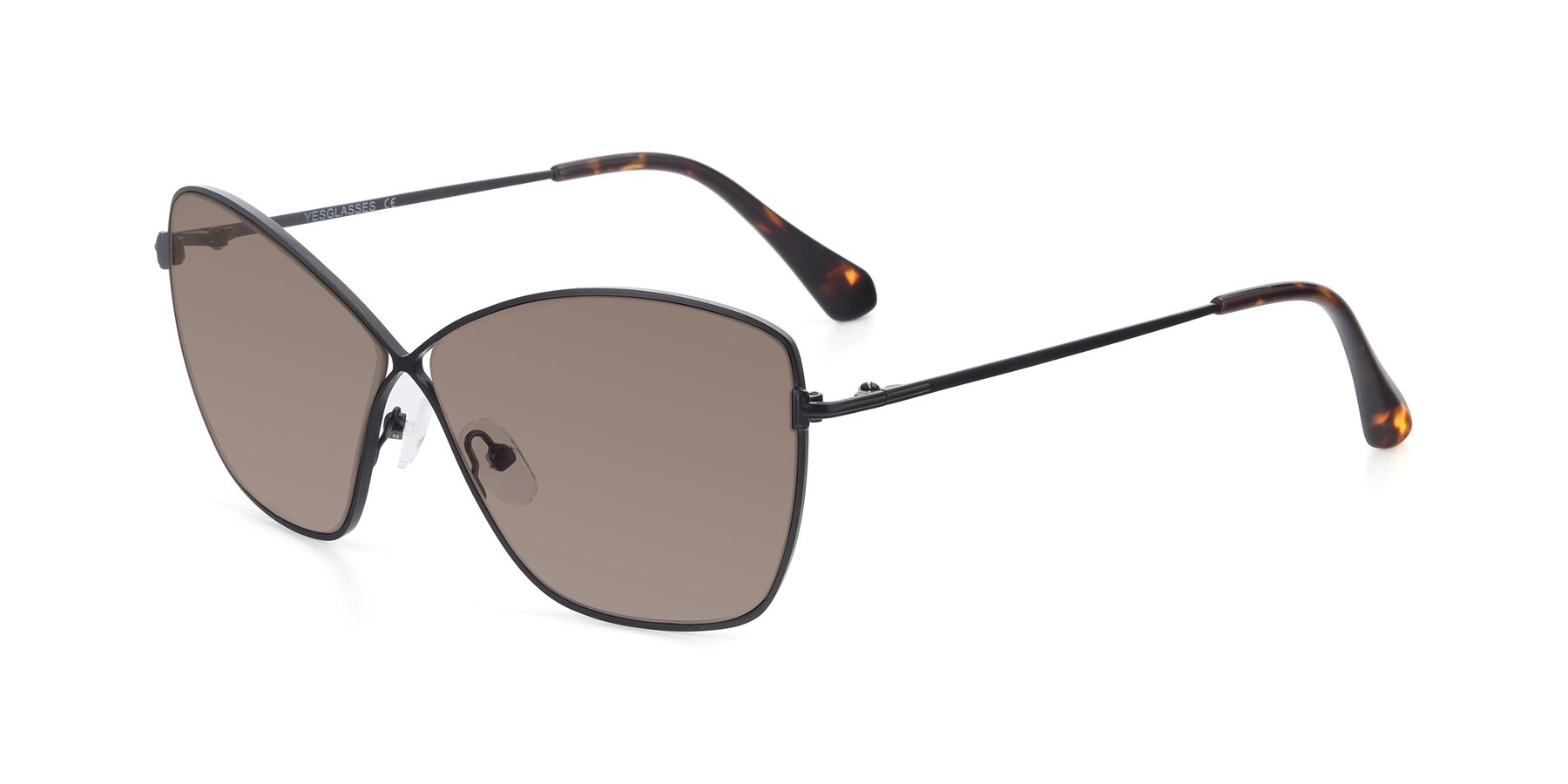 Angle of 9412 in Black with Medium Brown Tinted Lenses