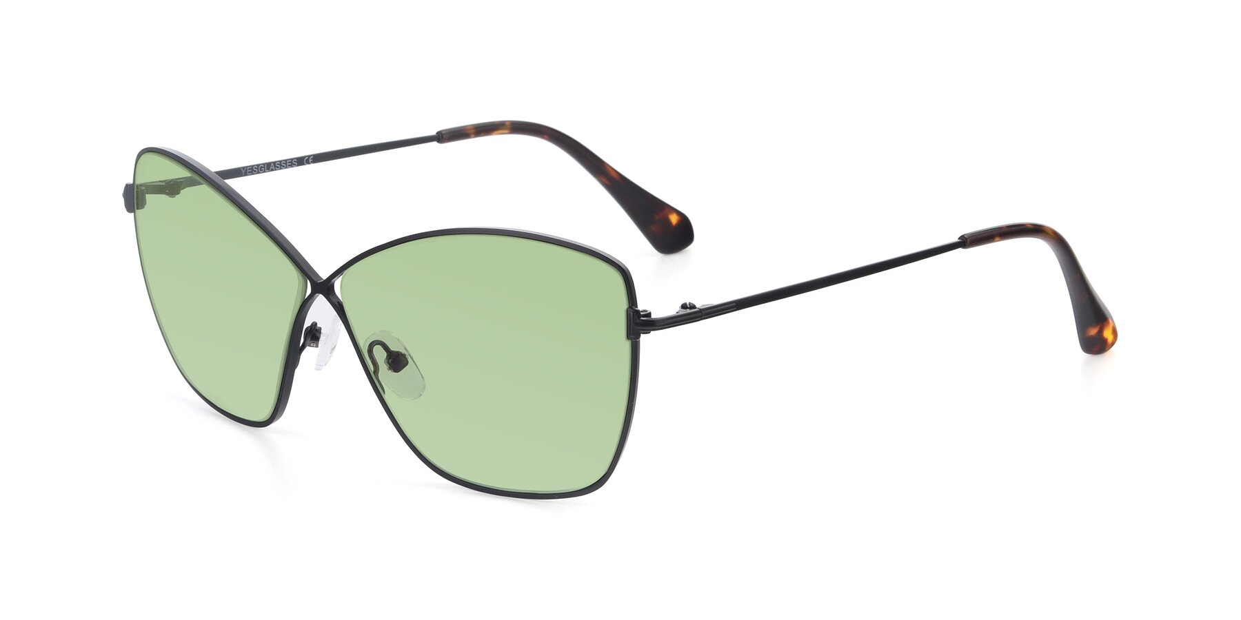 Angle of 9412 in Black with Medium Green Tinted Lenses