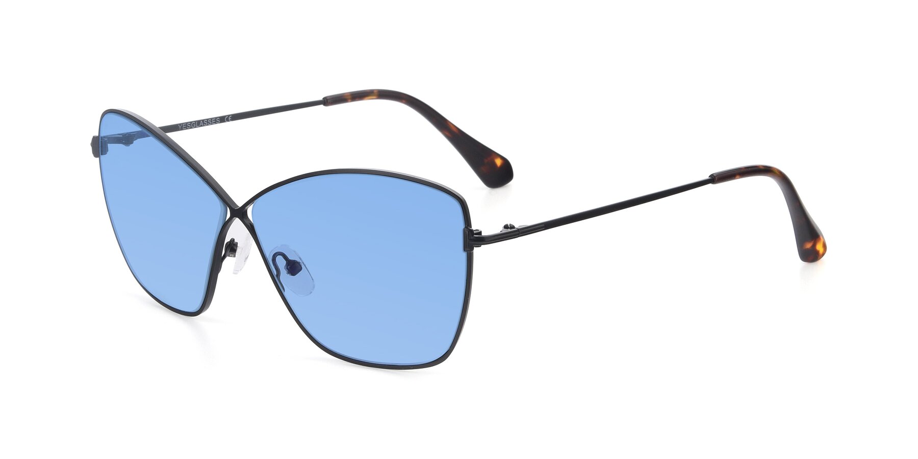 Angle of 9412 in Black with Medium Blue Tinted Lenses