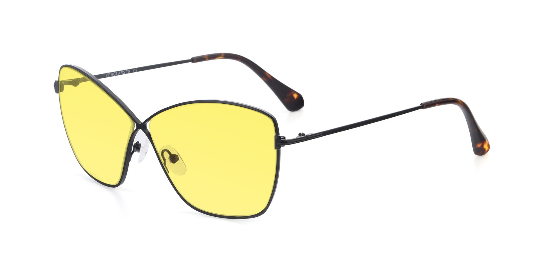 Angle of 9412 in Black with Medium Yellow Tinted Lenses