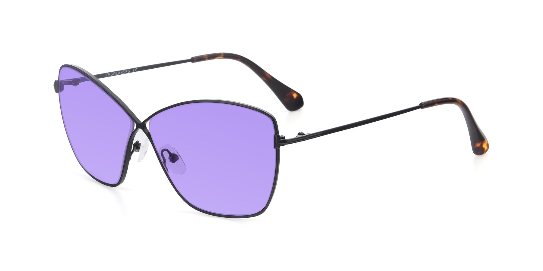 Angle of 9412 in Black with Medium Purple Tinted Lenses