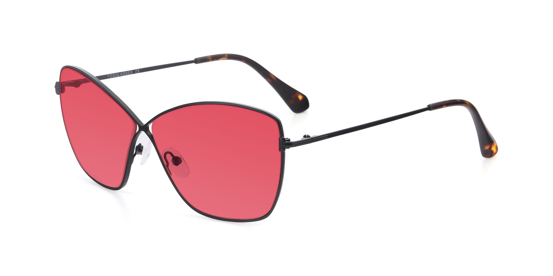 Angle of 9412 in Black with Red Tinted Lenses