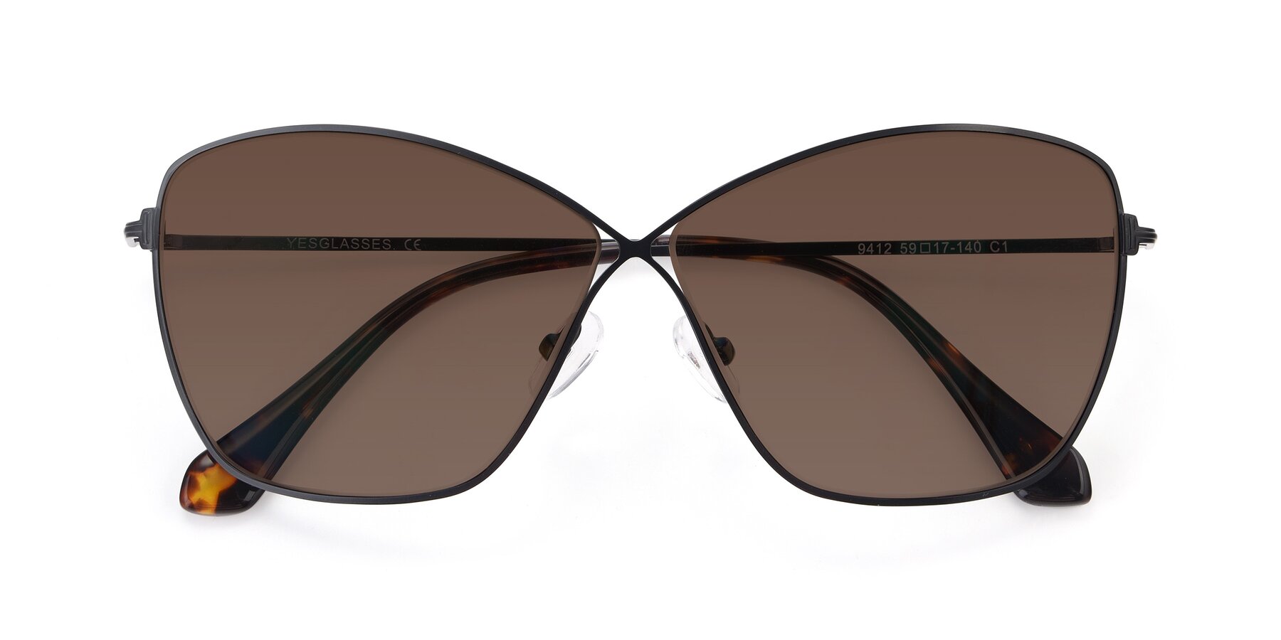 Folded Front of 9412 in Black with Brown Tinted Lenses