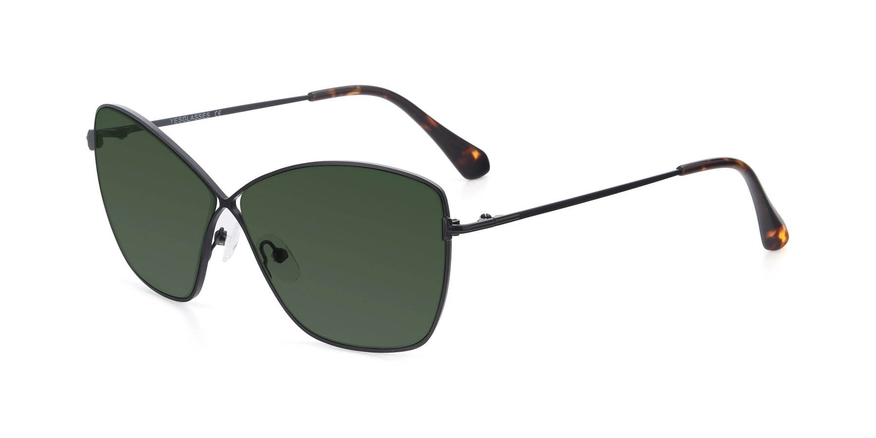 Angle of 9412 in Black with Green Tinted Lenses