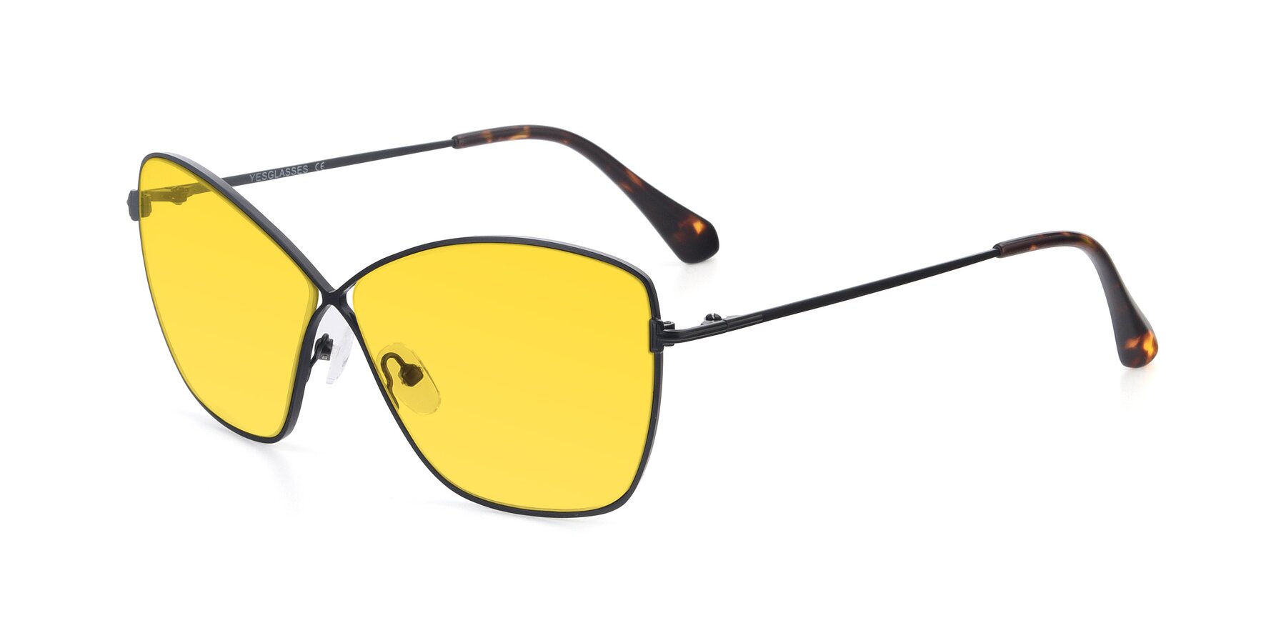 Angle of 9412 in Black with Yellow Tinted Lenses