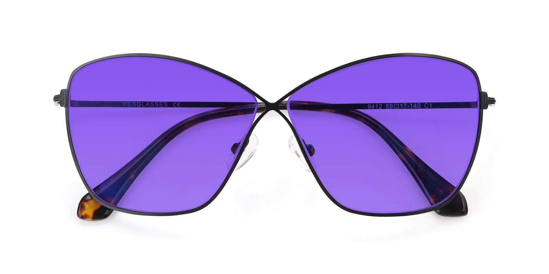 Folded Front of 9412 in Black with Purple Tinted Lenses