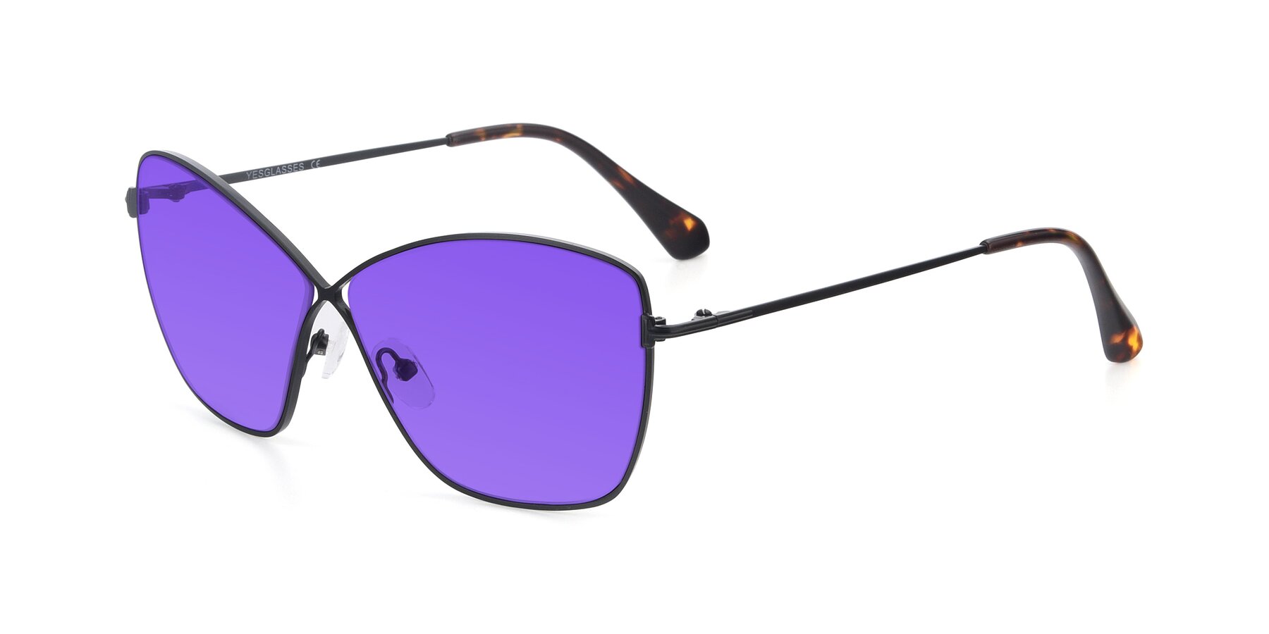 Angle of 9412 in Black with Purple Tinted Lenses