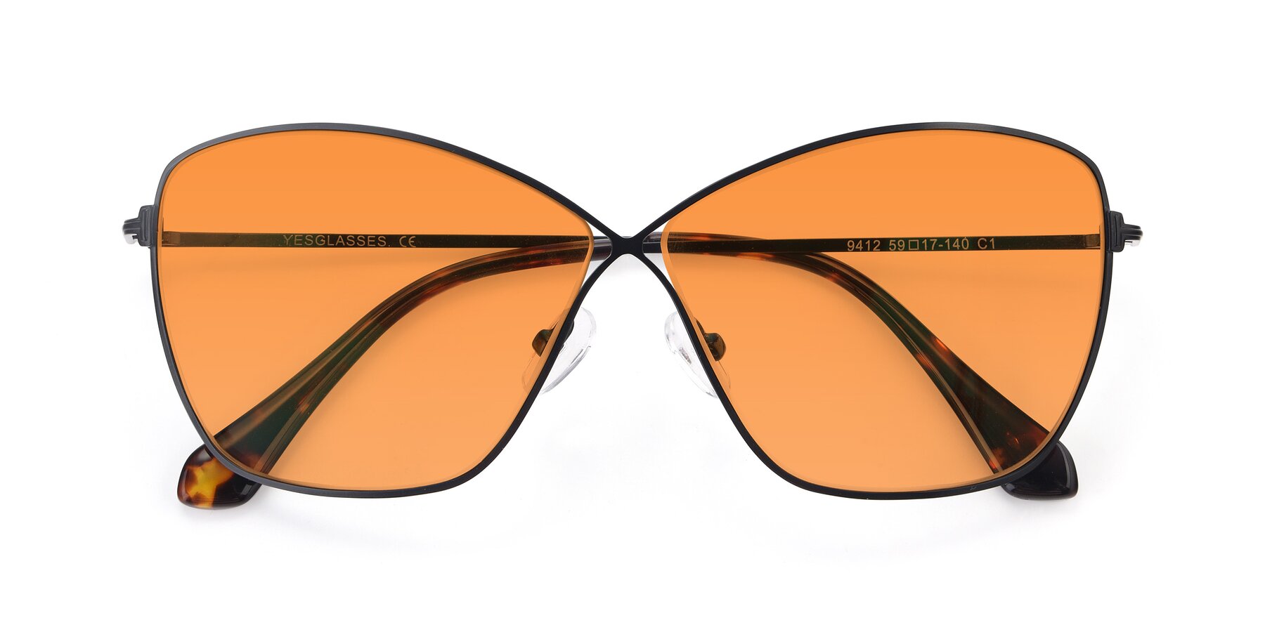 Folded Front of 9412 in Black with Orange Tinted Lenses