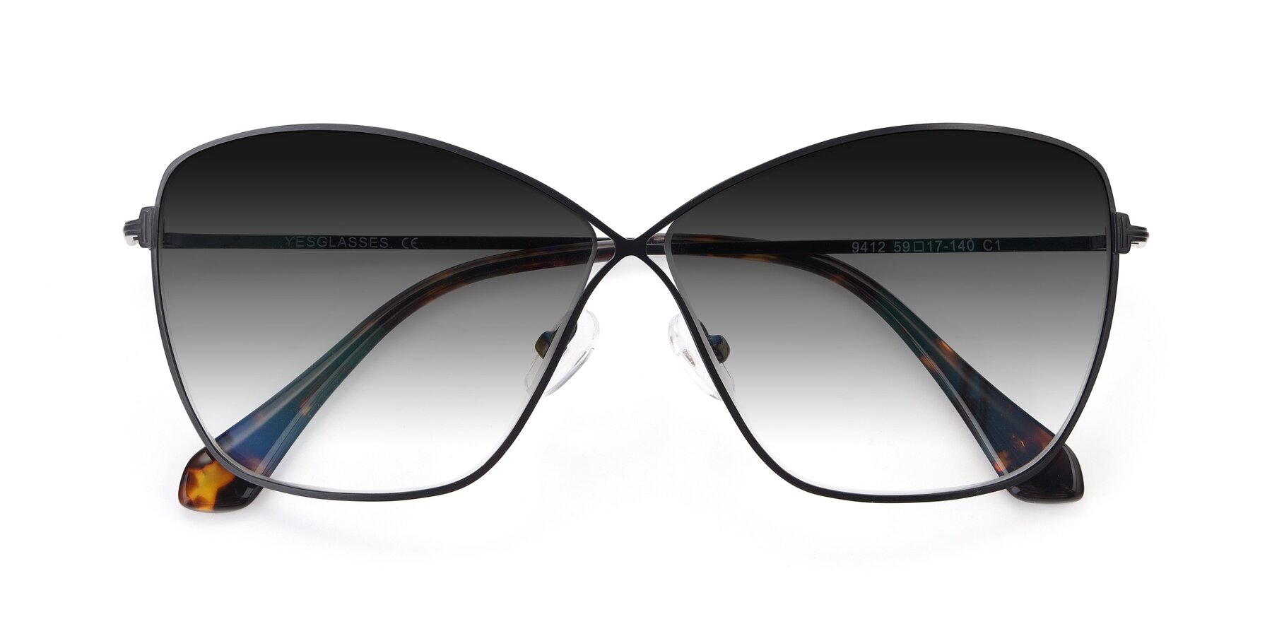 Folded Front of 9412 in Black with Gray Gradient Lenses
