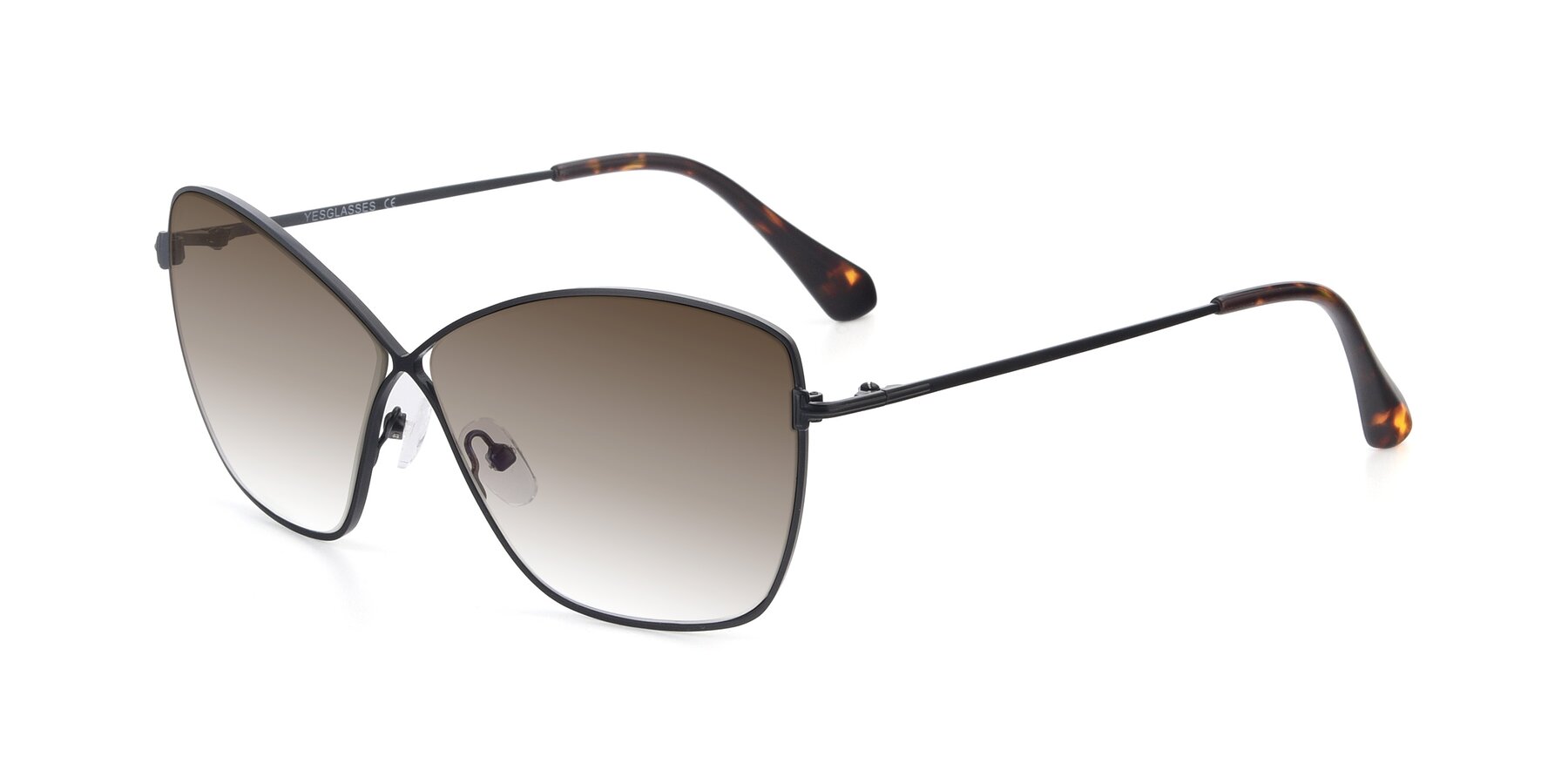 Angle of 9412 in Black with Brown Gradient Lenses