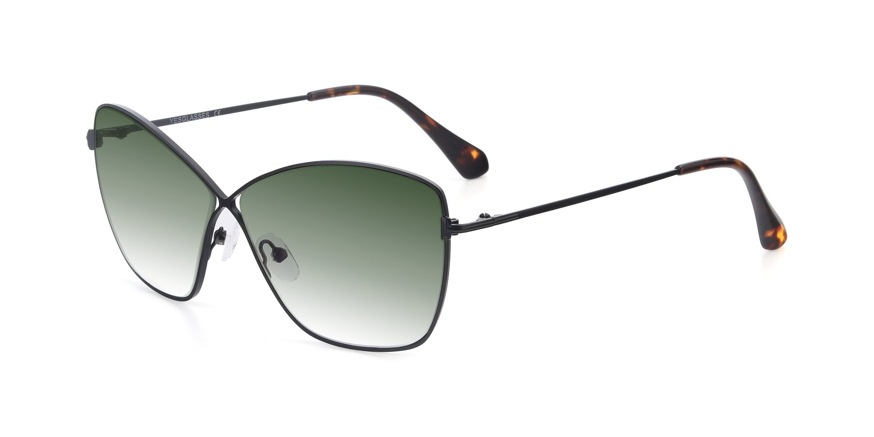 Angle of 9412 in Black with Green Gradient Lenses