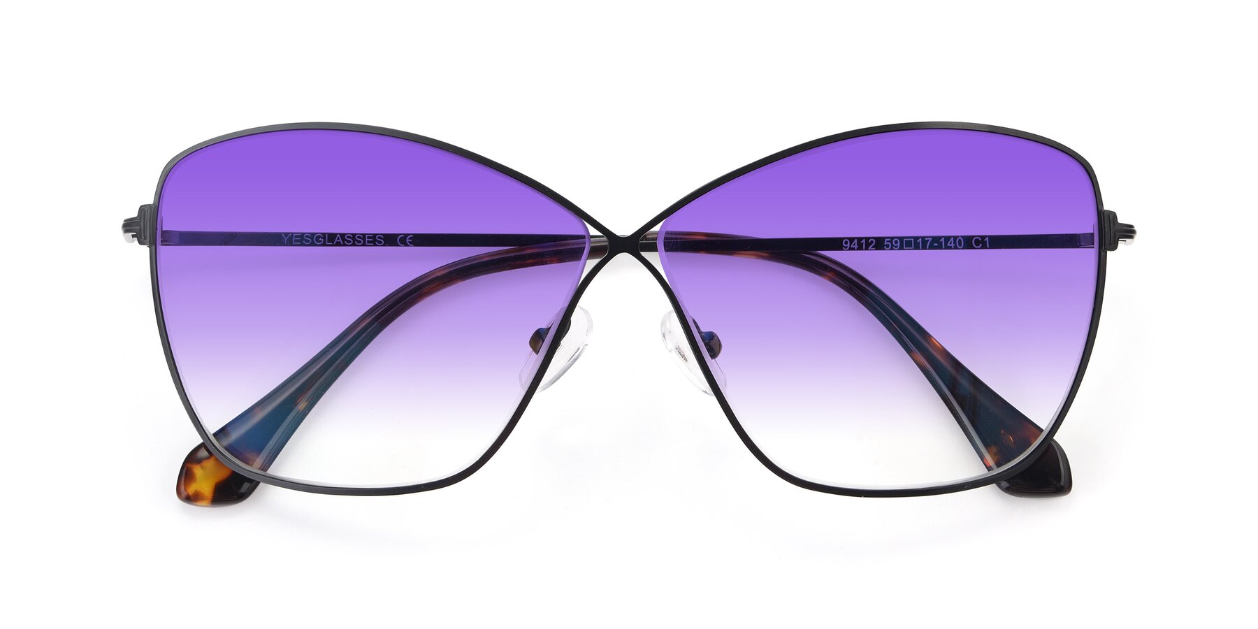 Folded Front of 9412 in Black with Purple Gradient Lenses
