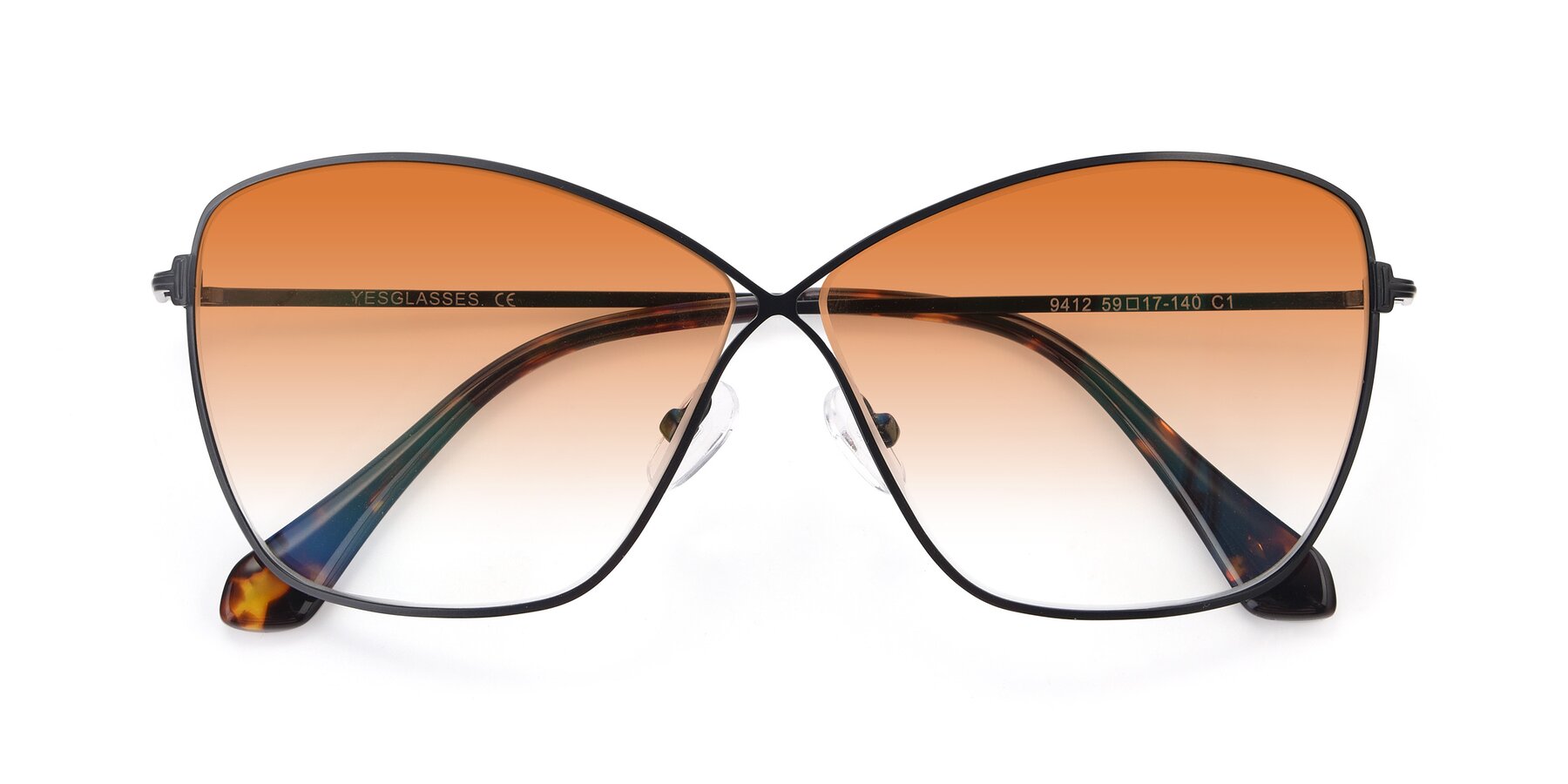 Folded Front of 9412 in Black with Orange Gradient Lenses