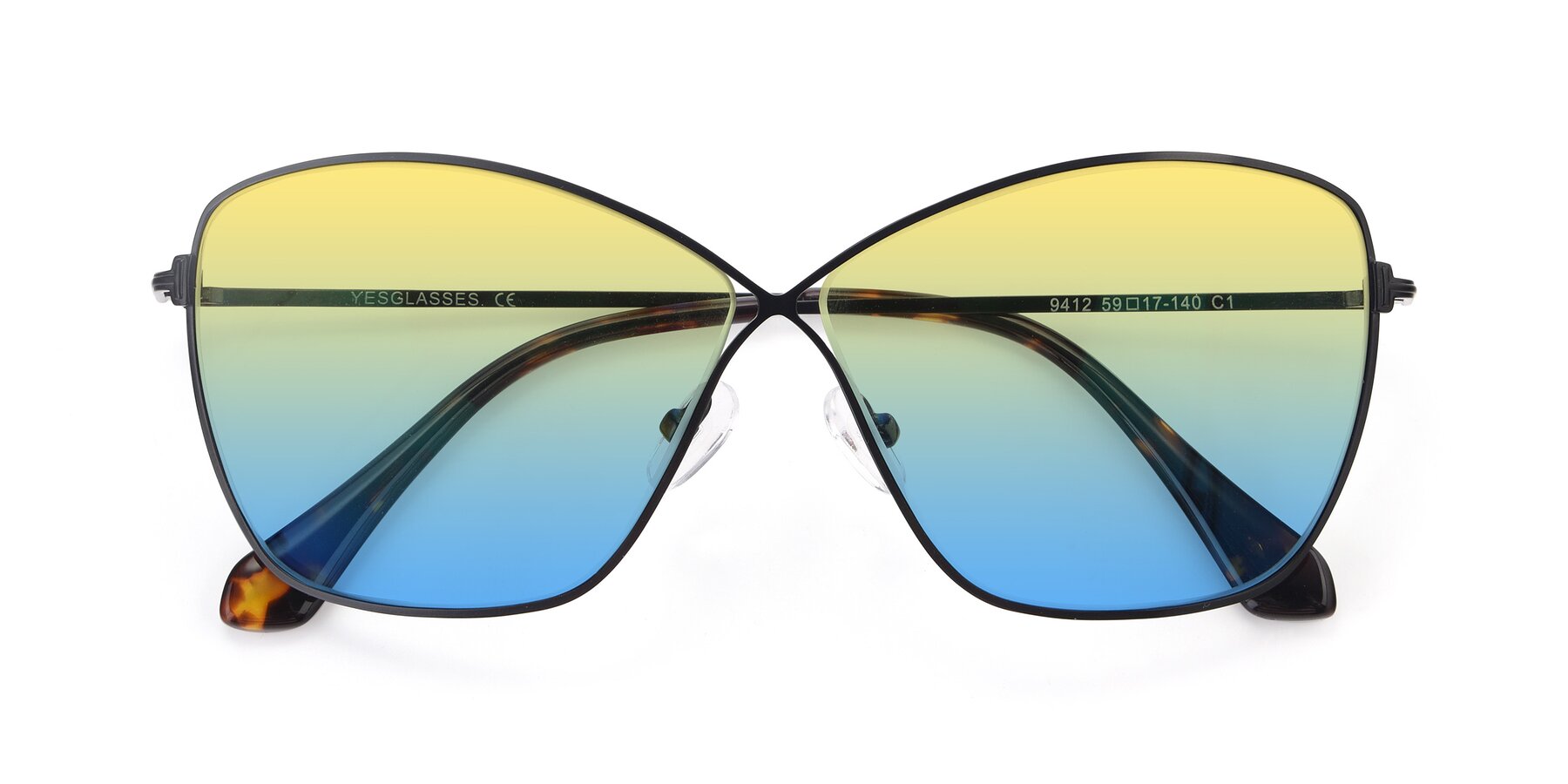 Folded Front of 9412 in Black with Yellow / Blue Gradient Lenses