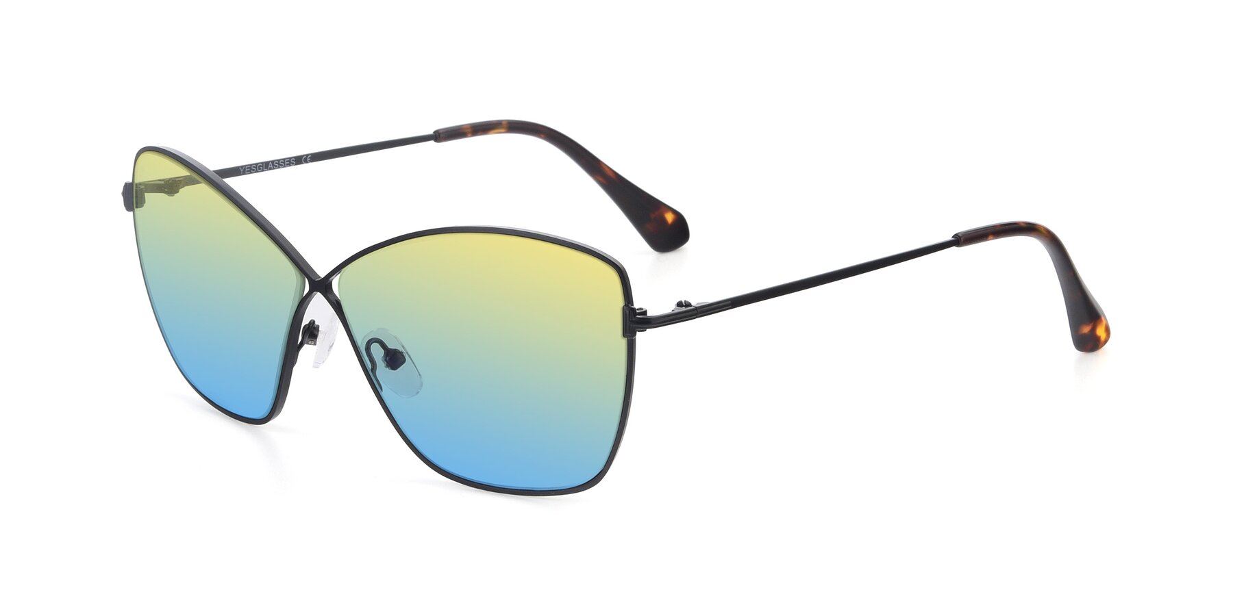 Angle of 9412 in Black with Yellow / Blue Gradient Lenses