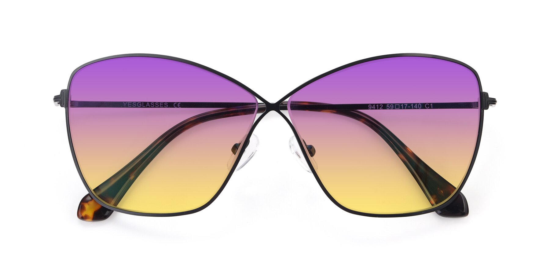 Folded Front of 9412 in Black with Purple / Yellow Gradient Lenses
