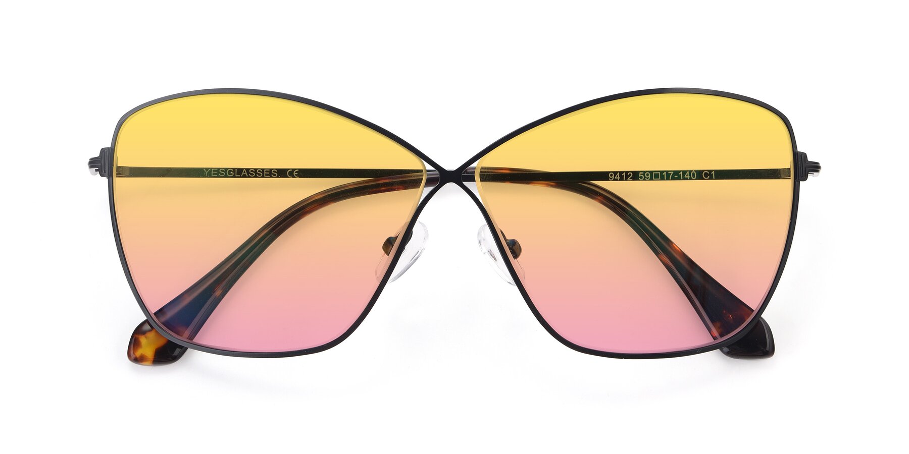 Folded Front of 9412 in Black with Yellow / Pink Gradient Lenses